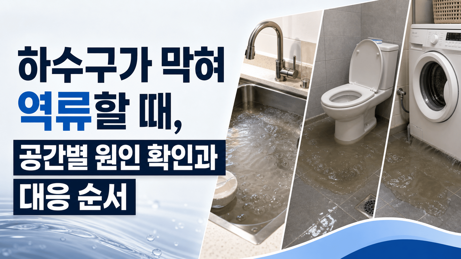 하수구가 막혀 역류할 때, 공간별 원인 확인과 대응 순서