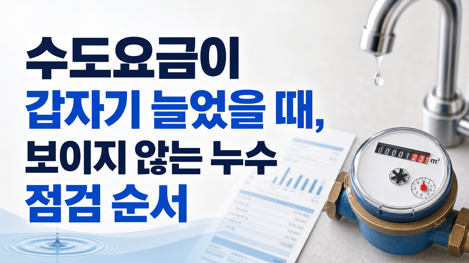 수도요금이 갑자기 늘었을 때, 보이지 않는 누수 점검 순서
