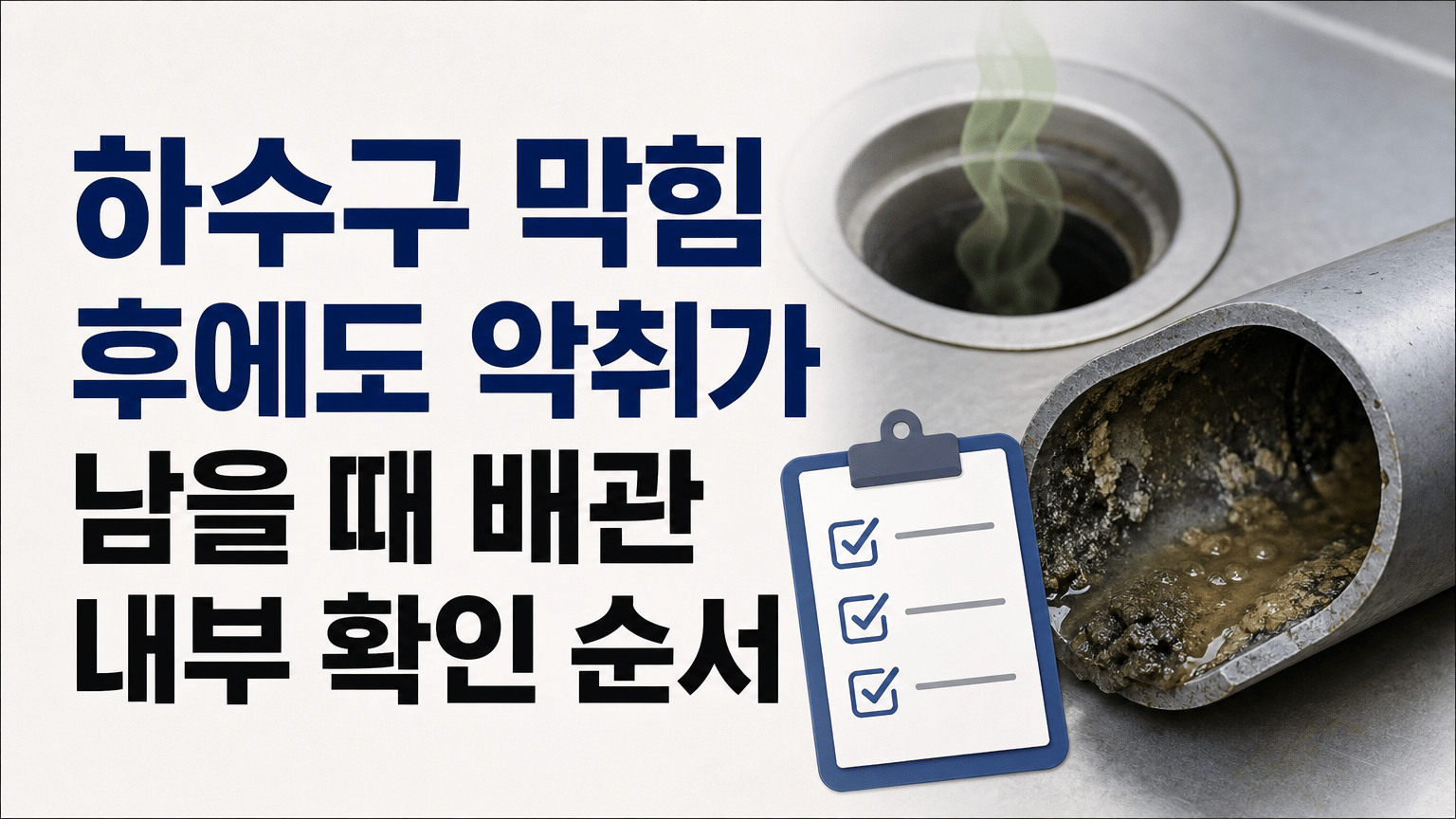 하수구 막힘 후에도 악취가 남을 때 배관 내부 확인 순서