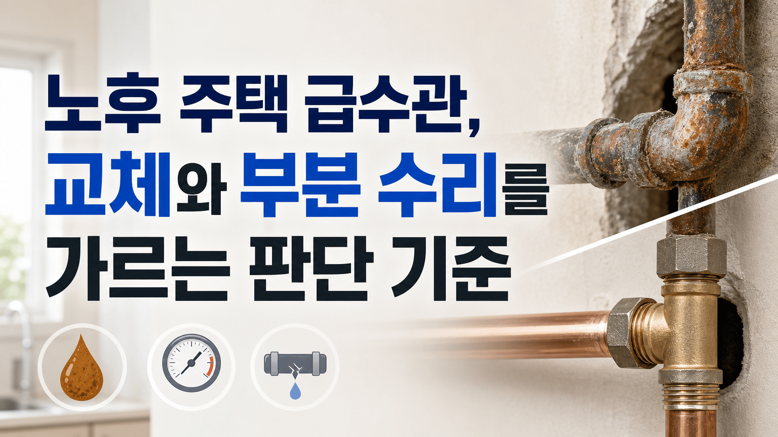 노후 주택 급수관, 교체와 부분 수리를 가르는 판단 기준